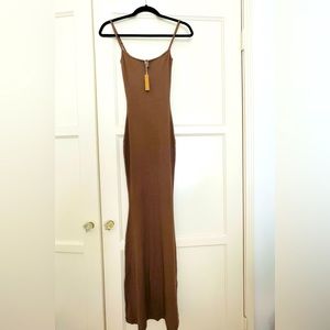 SKIMS Ribbed Long Slipdress Size XS in oxide